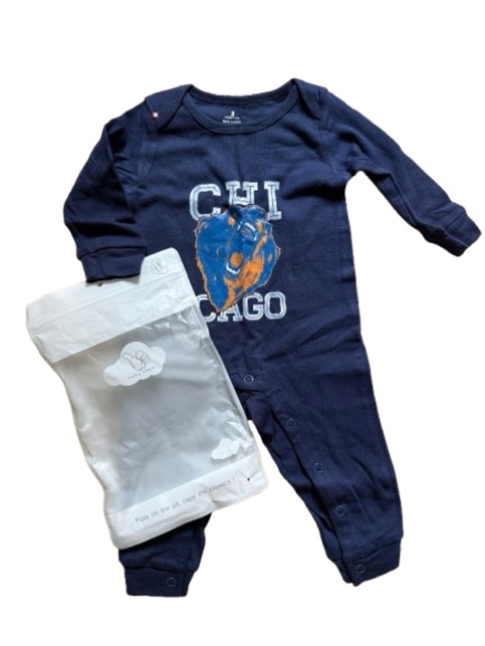 Navy Baby Bear Chicago Graphic One-Piece Bodysuit